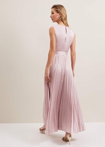 Phase Eight Bonnie Pleated Wrap Satin Dress Pink Canada | WBAFLQ-073